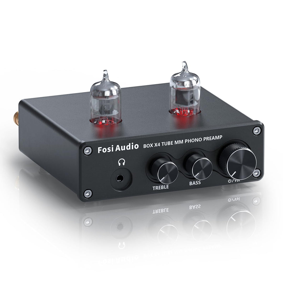 Fosi Audio X4 HiFi Phono Röhren Vorverstärker, Hi-Fi Röhrenvorverstärker Kopfhörerverstärker, JAN 56
