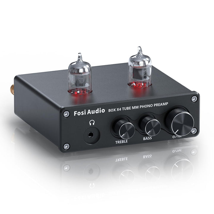 Fosi Audio X4 HiFi Phono Röhren Vorverstärker, Hi-Fi Röhrenvorverstärker Kopfhörerverstärker, JAN 56