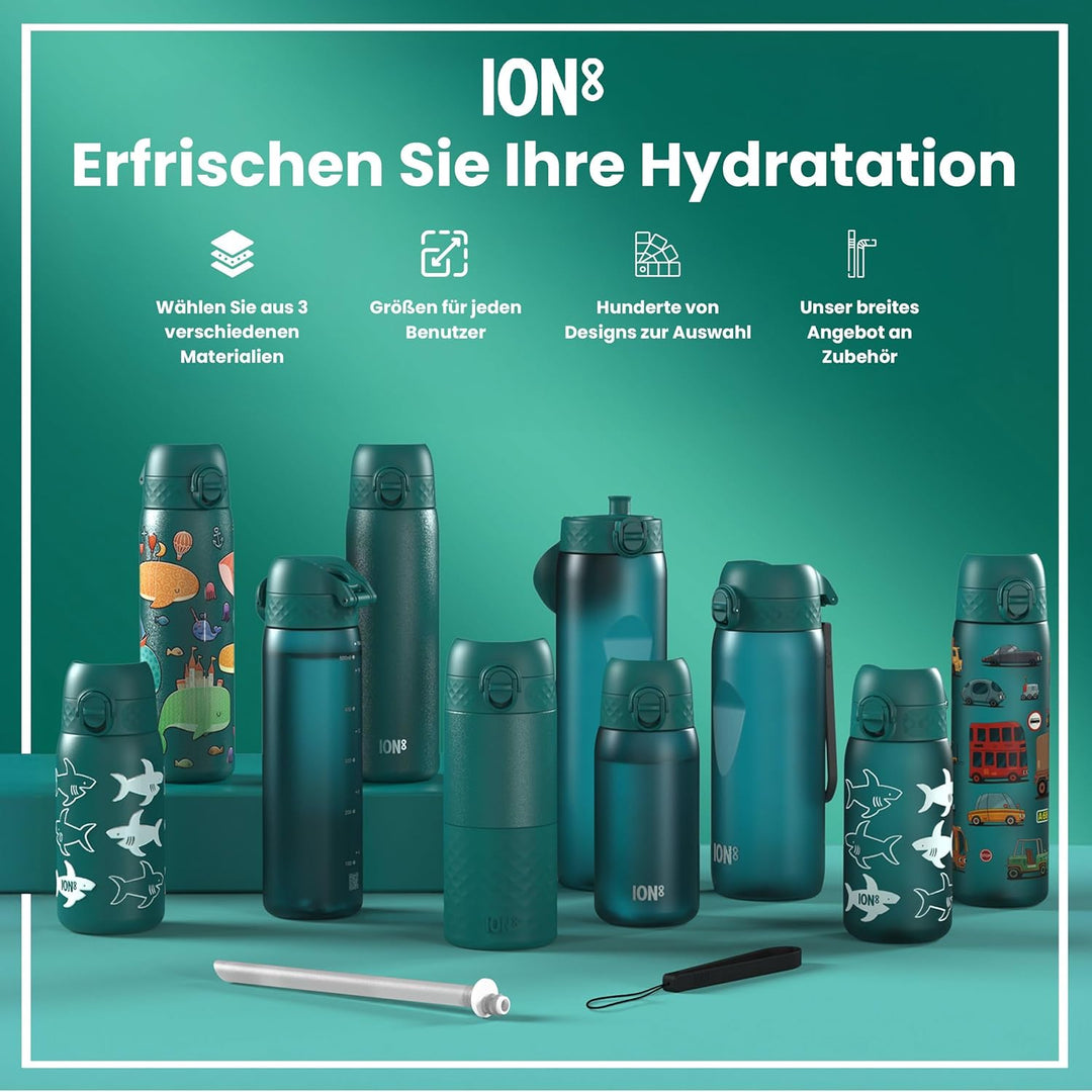 Ion8 Trinkflasche, 750ml, Auslaufsicher, Einhandöffnung, Sichere Verriegelung, Spülmaschinenfest, BP