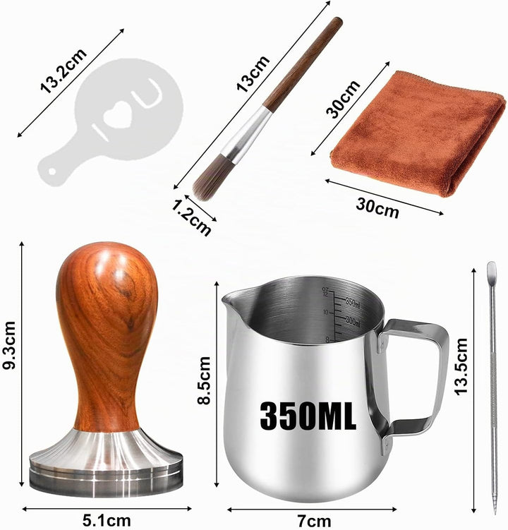 Kaffee Tamper Set 51mm,Espresso Tamper Set,Tampermatte und Milchkännchen (350ml),inkl Tampermatte,Re