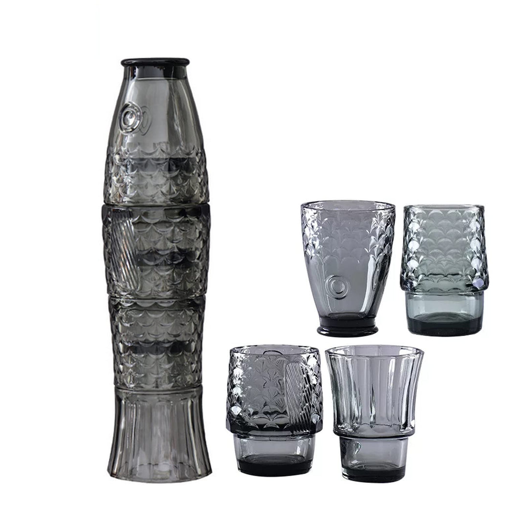 ZOEDT Koi-Fischform, stapelbare Trinkgläser, buntes Glas, 4er-Set, Galvanisierungsprozess, Exquisite