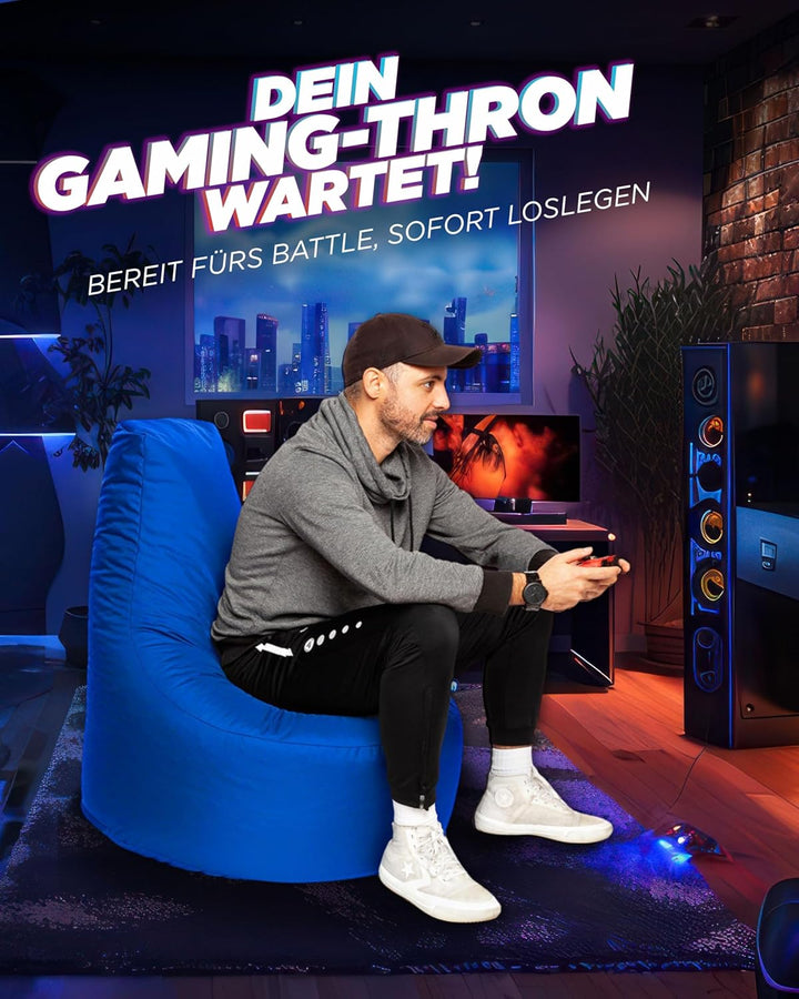 PATCH HOME Gamer Kissen & Lounge Sitzsack – befüllbar mit Reissverschluss, gefüllt mit Styropor, gee