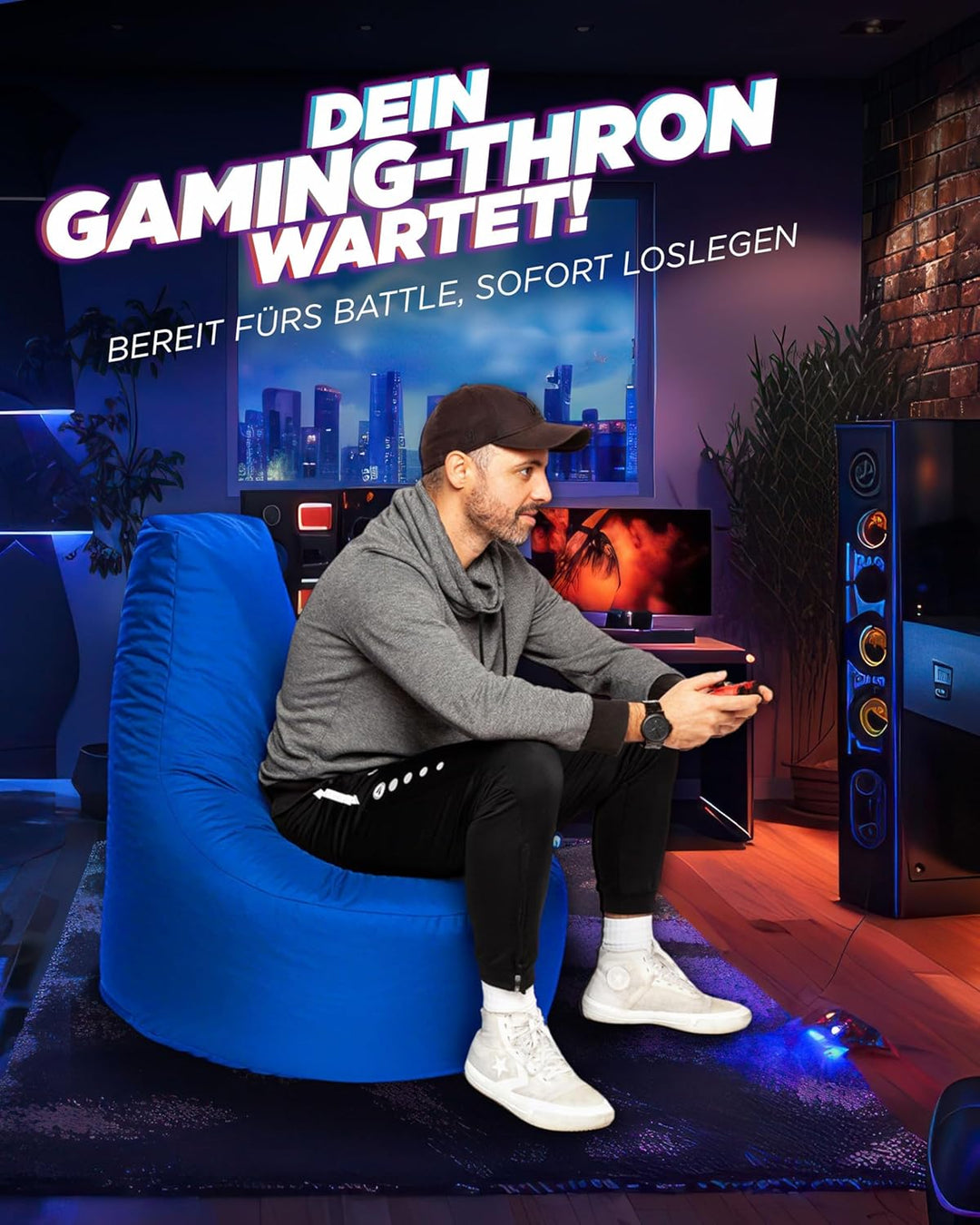 PATCH HOME Gamer Sessel mit Reissverschluss Lounge Kissen Sitzsack Sitzkissen Bean Bag In & Outdoor