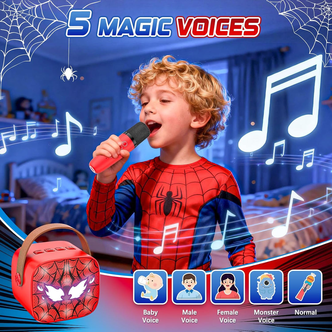 Spider Karaoke Maschine Kinder mit 2 Bluetooth Mikrofon - Weihnachts Geschenke Spielzeug für Mädchen