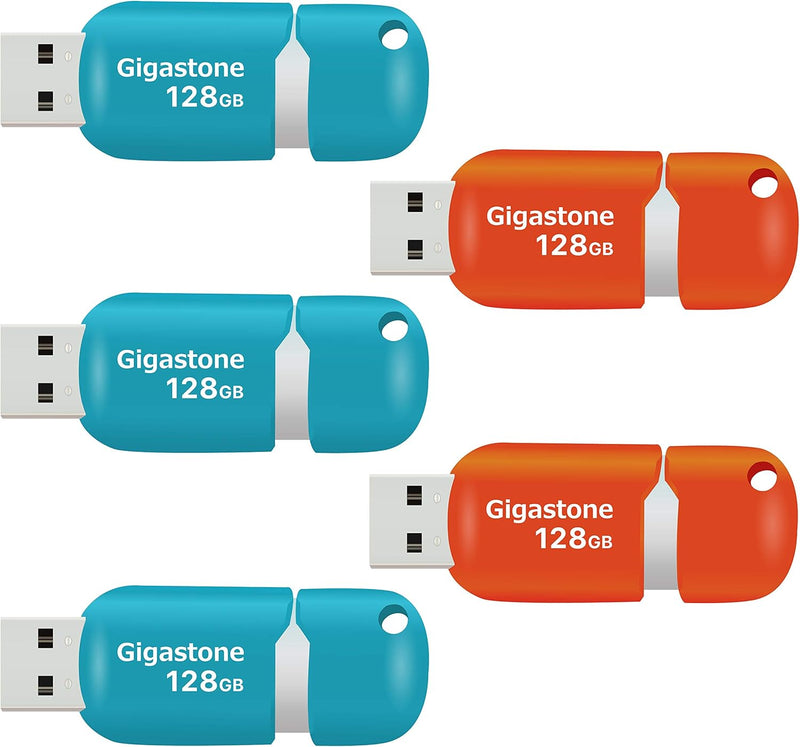 Gigastone V10 128GB 5er-Pack USB 2.0 Flash-Laufwerk, Einziehbare Tasten für MacBook Laptop, Windows