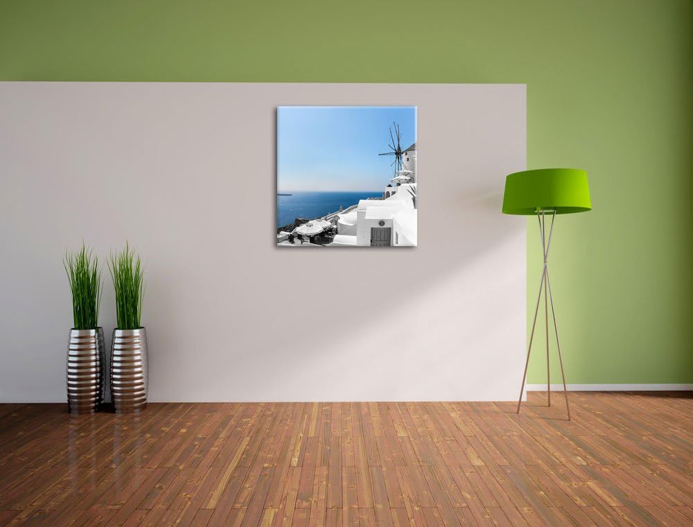 Pixxprint Club Kalimera Kriti in Kreta schwarz/weiss, Format: 70x70 als Leinwandbild, 70x70