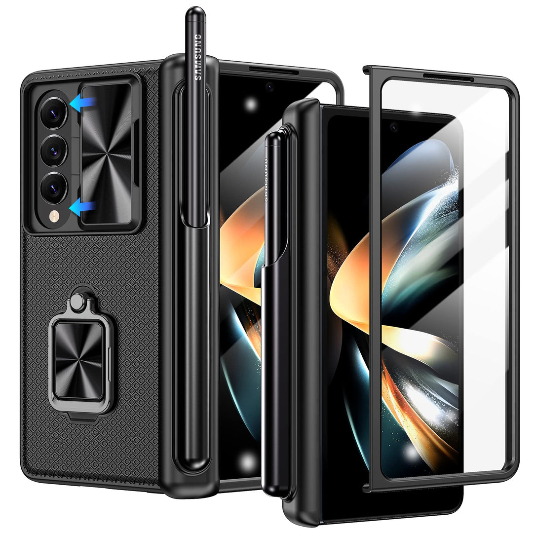 Doeshine Hülle Samsung Galaxy Z Fold 4 mit S Pen Slot &amp; Ständer, Ganzkörper Robuste Handyhülle mit P