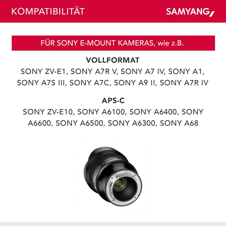 Samyang MF 14mm F2,8 MK2 Sony E – Weitwinkel Objektiv manueller Fokus für Vollformat und APS-C Festb