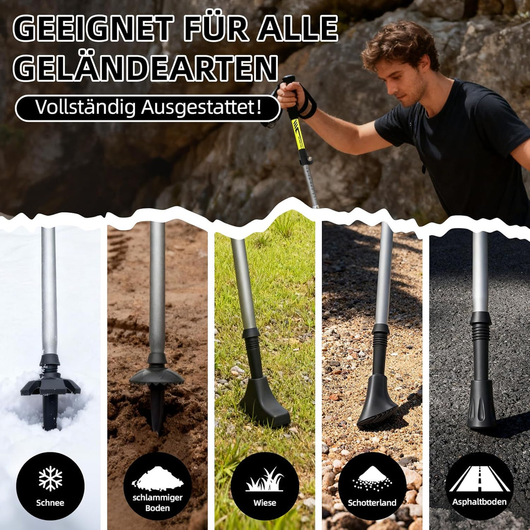 Wanderstöcke Faltbar | Walking Stöcke für Damen Und Herren | Wanderstöcke Teleskop | Aluminium | 115