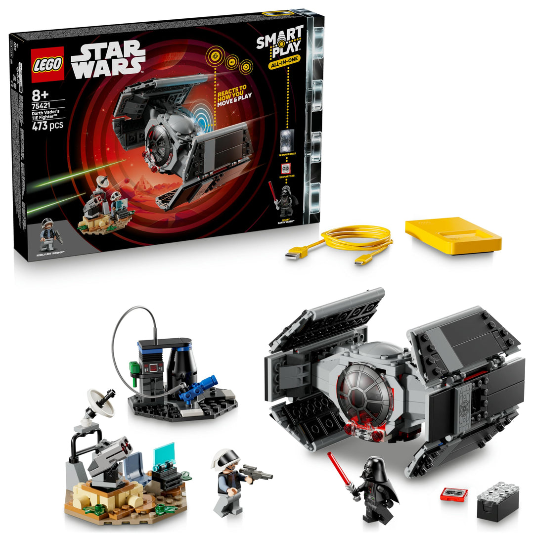 LEGO Star Wars 75421 SMART Play: Darth Vaders TIE Fighter - Interaktives All-in-1 Spielset mit SMART