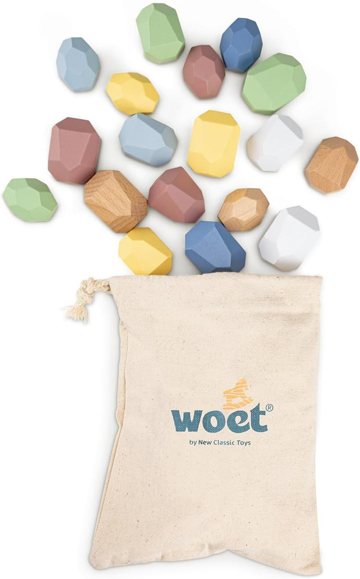 Woet® Holzspielzeug Balance Steine für Kleinkinder – Stapelspielzeug mit 18 Gleichgewichtssteinen –