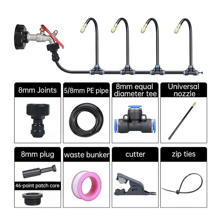 Automatisches Bewässerungssystem Garten 360 ° Automatische Bewässerung Schlauch, Nebelbewässerungski