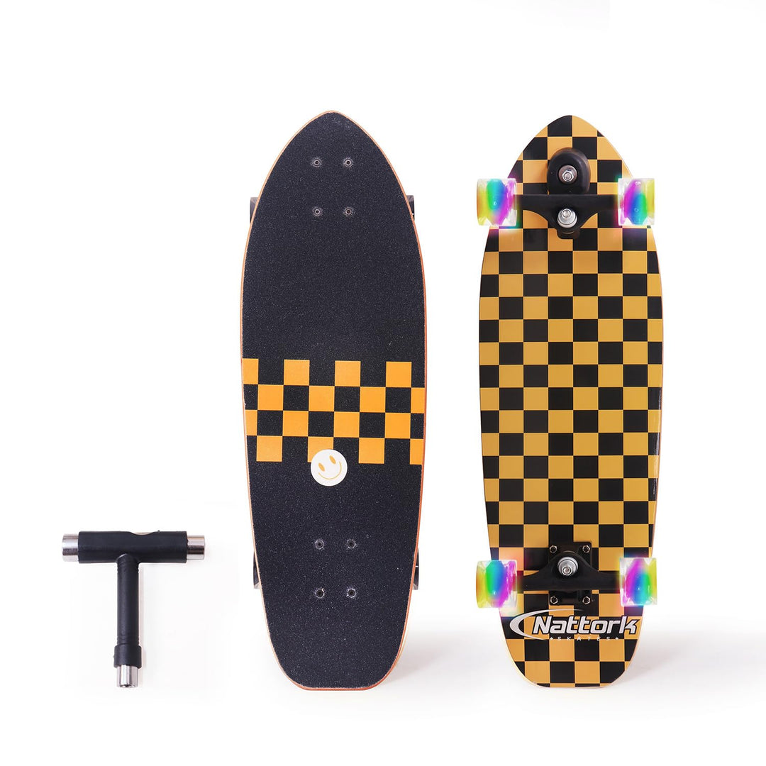 Nattork Complete Skateboards 29" x 8" Kids Skateboard Cruiser Skateboards for Beginners Double Kick