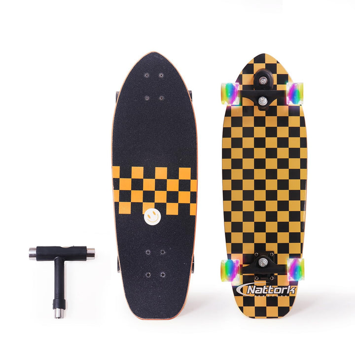 Nattork Complete Skateboards 29" x 8" Kids Skateboard Cruiser Skateboards for Beginners Double Kick