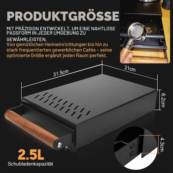Edelstahl Kaffee Klopf Box Behälter für Espresso Siebträgermaschine, Kaffeesatzbehälter Sudschublade