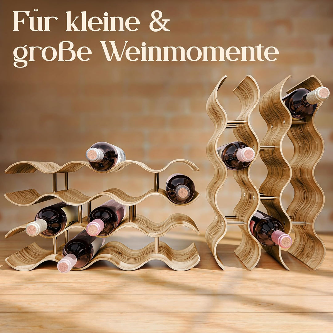 Dreiklang – be smart Weinregal Flaschenregal aus Holz für 12 Flaschen, stabil, Freistehend, modern,