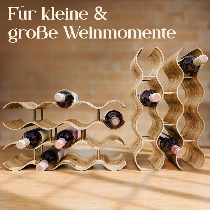 Dreiklang – be smart Weinregal Flaschenregal aus Holz für 12 Flaschen, stabil, Freistehend, modern,