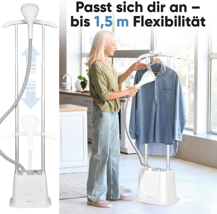 Clatronic® Stand-Dampfglätter | schnell einsatzbereit | Abnehmbarer 1,2 Liter Wassertank | bis zu 60