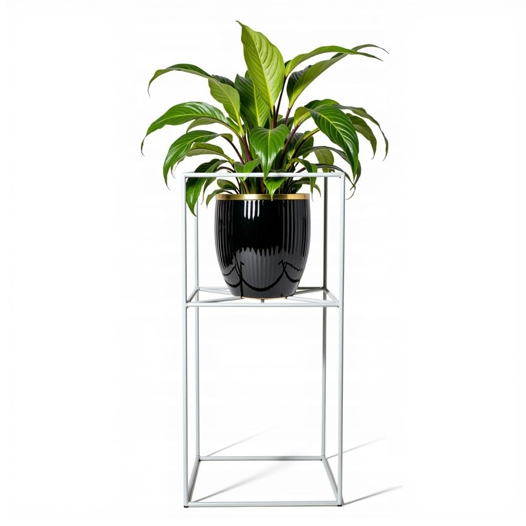Pflanzenständer Filo - 24x24x40cm - Farbe Weiss - für Zimmerblumen - Metallregal - Dekorativer Tisch