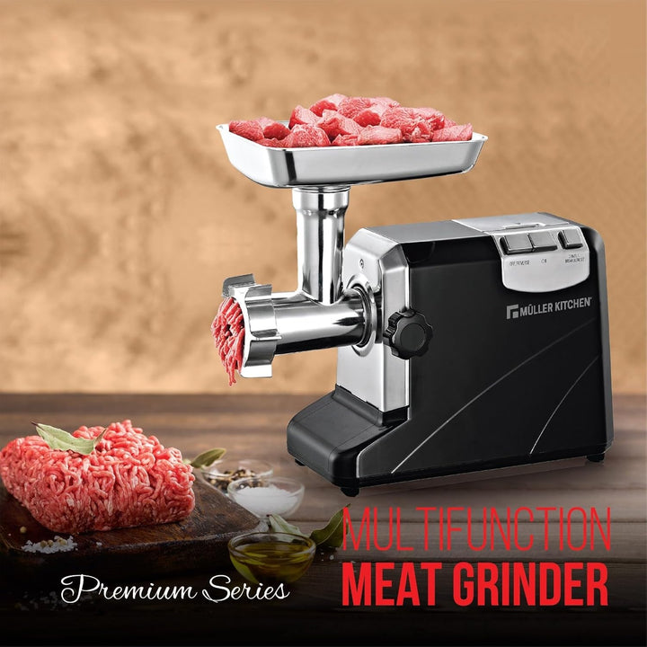 Müller Kitchen MK-6029 Elektrischer Fleischwolf, 1800 W, Aluminium-Schleifkörper