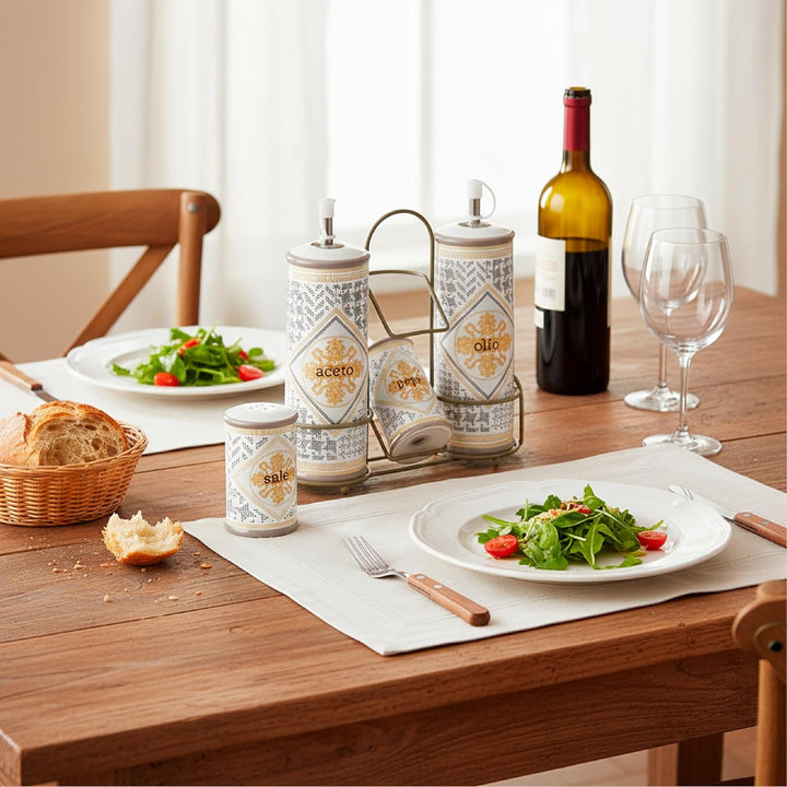 Baroni Home Tischset aus Keramik für Essig, Öl, Pfeffer und Salz, Küchenreinigung, Tischset, Öl, Sal