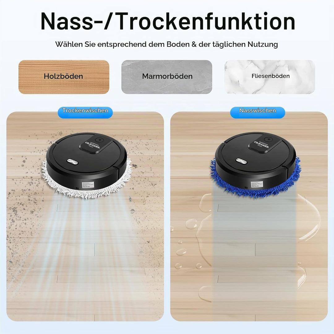 Kehrroboter, Saugroboter Roboter Nass/Trocken-Kehrmaschine Wischmaschine 60 dB USB Charging, 4 Gesch