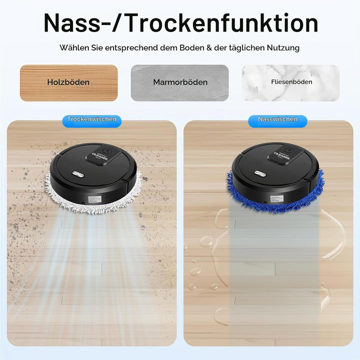 Kehrroboter, Saugroboter Roboter Nass/Trocken-Kehrmaschine Wischmaschine 60 dB USB Charging, 4 Gesch