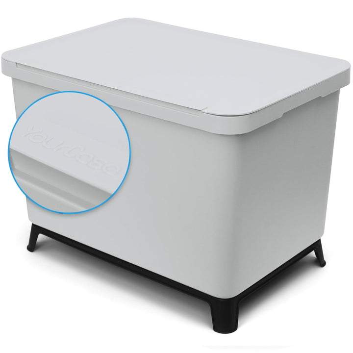 YourCasa Mülleimer Küche 4 Fächer [40L] im exklusiven Design - Mülltrennsystem mit Deckel und Fuss -