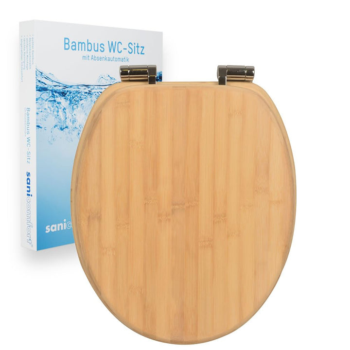 sanicomfort WC-Sitz Bambus mit Absenkautomatik | Toilettensitz aus Echtholz | Soft-Close | Antibakte