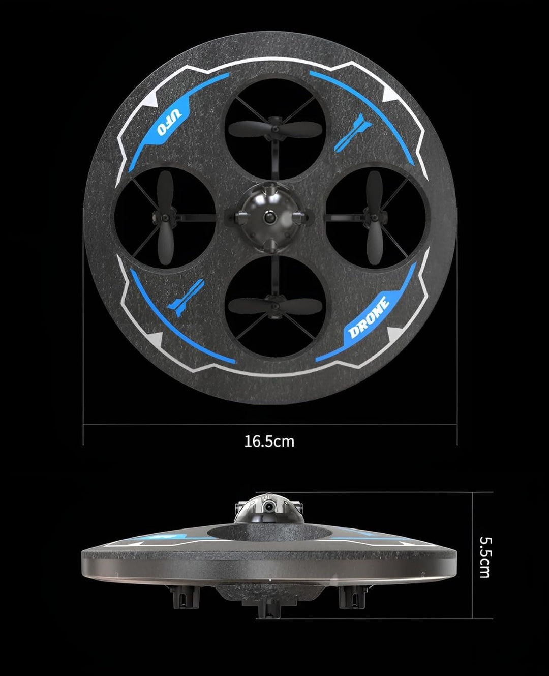 RC UFO Drohne für Einsteiger mit Hinderniserkennung, Höhenstabilisierung, 480P Kamera, 360° Flip & S