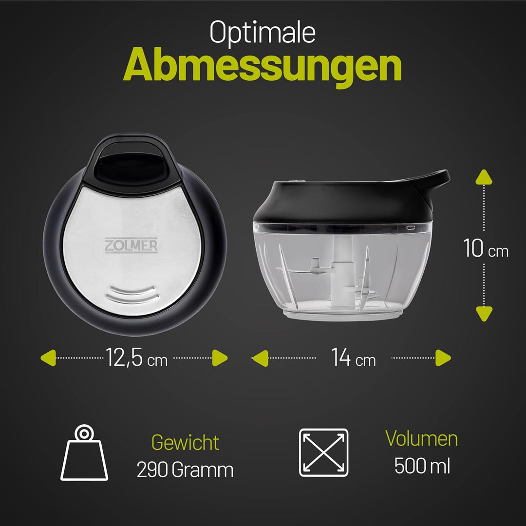 ZOLMER® Zwiebelschneider - Manueller Zerkleinerer mit Seilzug als Gemüseschneider - Multizerkleinere