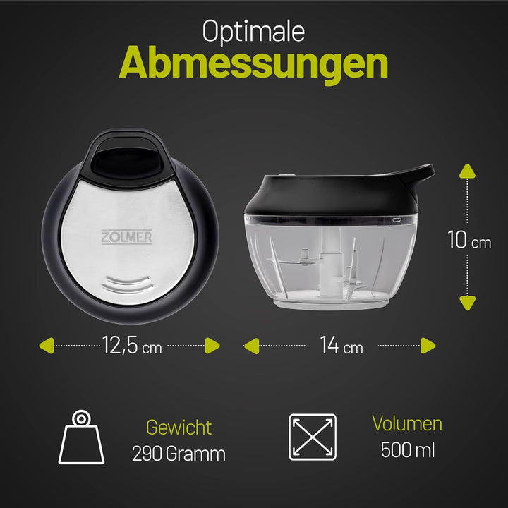 ZOLMER® Zwiebelschneider - Manueller Zerkleinerer mit Seilzug als Gemüseschneider - Multizerkleinere