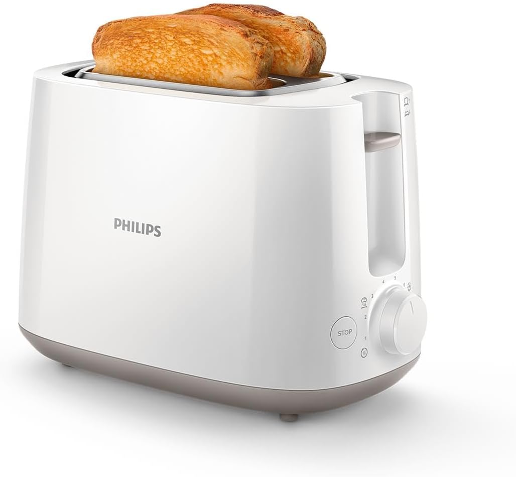 Philips Toaster – 2 Toastschlitze, 8 Stufen, Brötchenaufsatz, Auftaufunktion, Liftfunktion, Abschalt