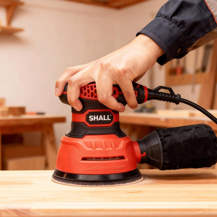 SHALL Exzenterschleifer 350W, mit 30 Schleifpapieren, 6 variable Geschwindigkeiten 13000 U/min, 125M