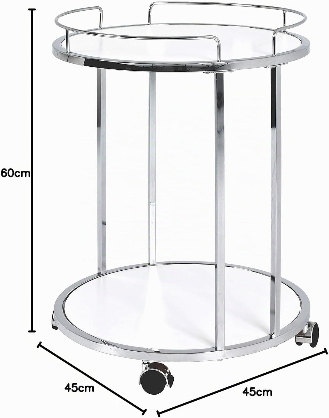 HAKU Möbel Beistelltisch auf Rollen, MDF, chrom-weiss, Ø 45 x H 60 cm Chrom-weiss 45 x 45 x 60 cm, C