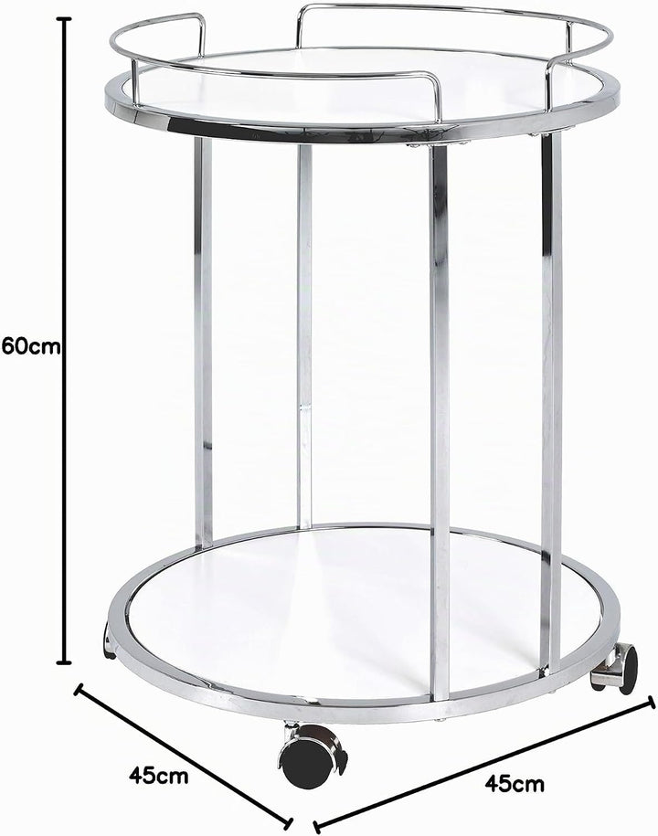 HAKU Möbel Beistelltisch auf Rollen, MDF, chrom-weiss, Ø 45 x H 60 cm Chrom-weiss 45 x 45 x 60 cm, C