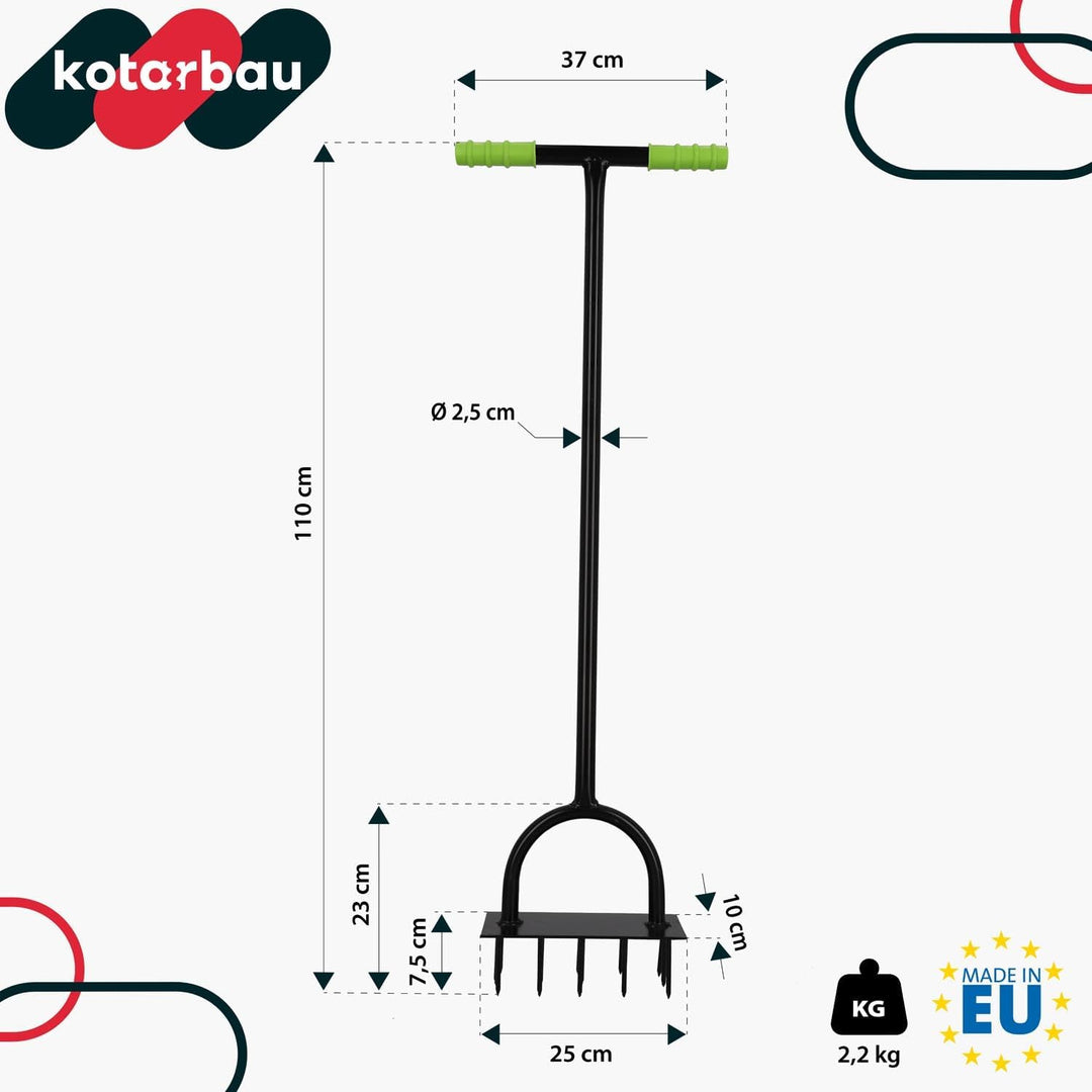KOTARBAU® Rasenbelüftung - 25x10 cm - Rasenlüfter - aus Stahl - Handlüfter für Rasenböden - Rasen Be