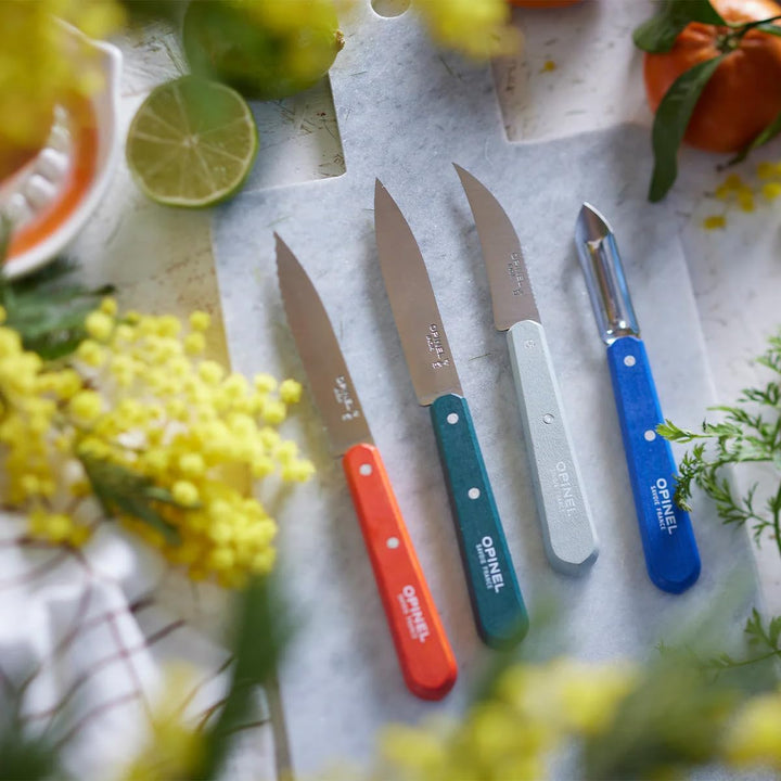 Opinel OP01709 Küchenmesser-Set, Primavera, 4-teilig Messer, Holz, Grün/Weiss, One Size