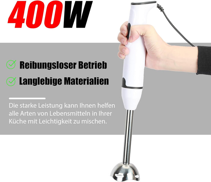 400W Stabmixer, Stabmixer mit Edelstahlfüssen für die Küche, Haushalts-Handmixer, für Pürees, Smooth