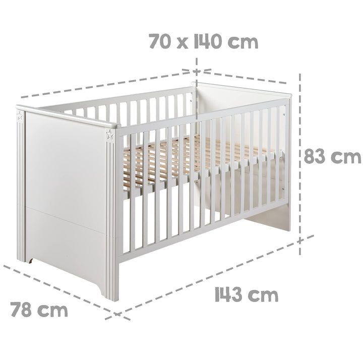 roba Kombi-Kinderbett 'Maxi', 70x140 cm, 3-fach höhenverstellbar, umbaubar zum Juniorbett, weiss, 2.