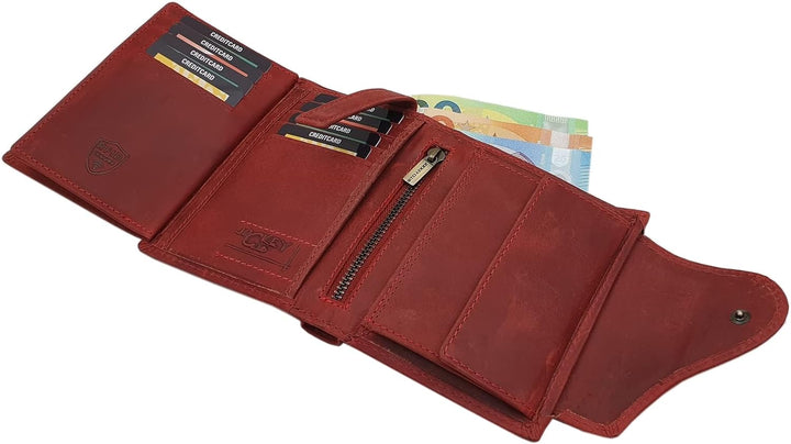 myledershop Vollrindleder Damen Hochformat Geldbörse/Geldbeutel/Portemonnaie mit Aussenriegel mit Li