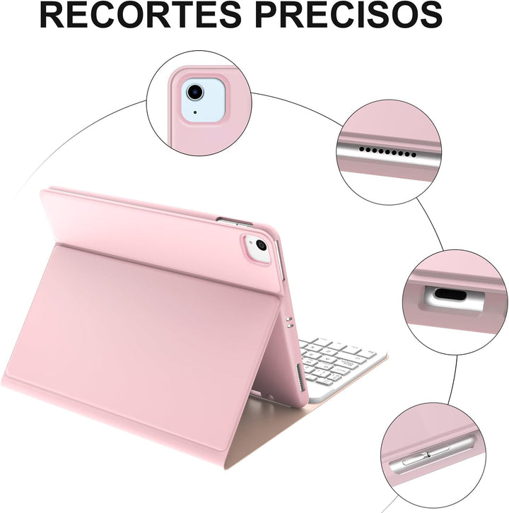 Tastatur für iPad Air 5/4 Generation, 27,6 cm (10,9 Zoll), Hülle mit Tastatur für iPad Air 5/4, Rosa