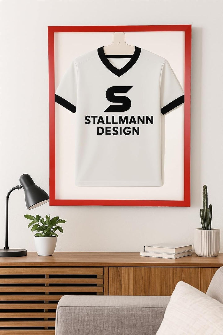 Trikotrahmen mit Drehtür – 'Rot' - Rückwand Weiss | Grösse: 90x70cm - von vorne bestückbar - stabile