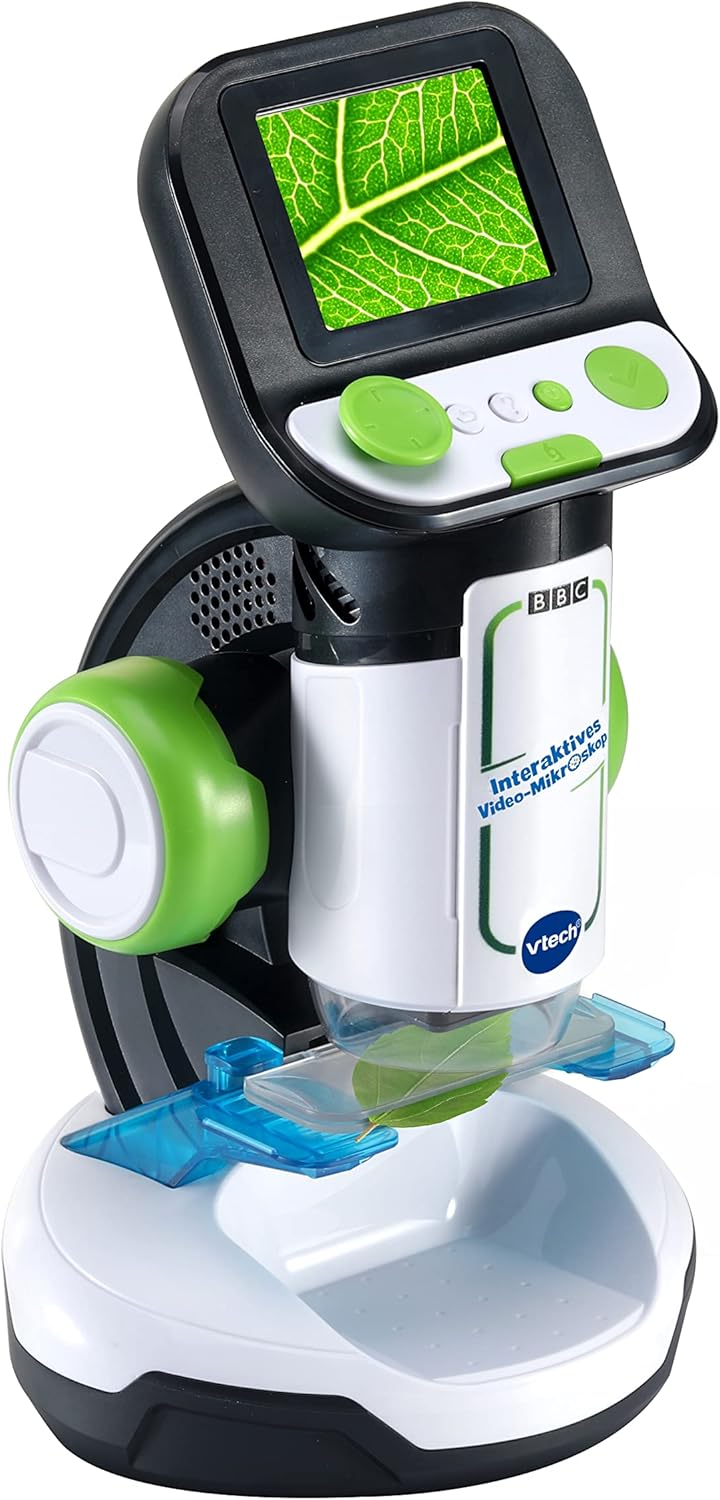 VTech Interaktives Video-Mikroskop – Bildschirm, smarte Objektträger & Codi, der clevere Mal-Roboter