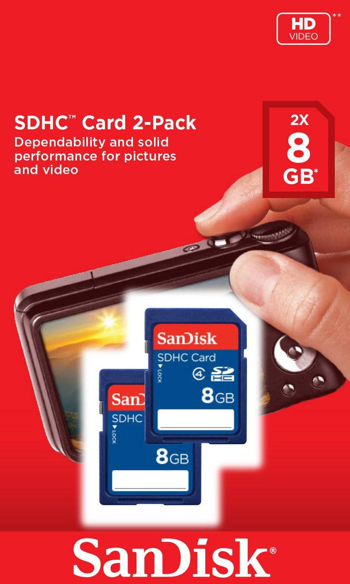SanDisk SDHC 8GB Class 2 Speicherkarte (2-er Pack)