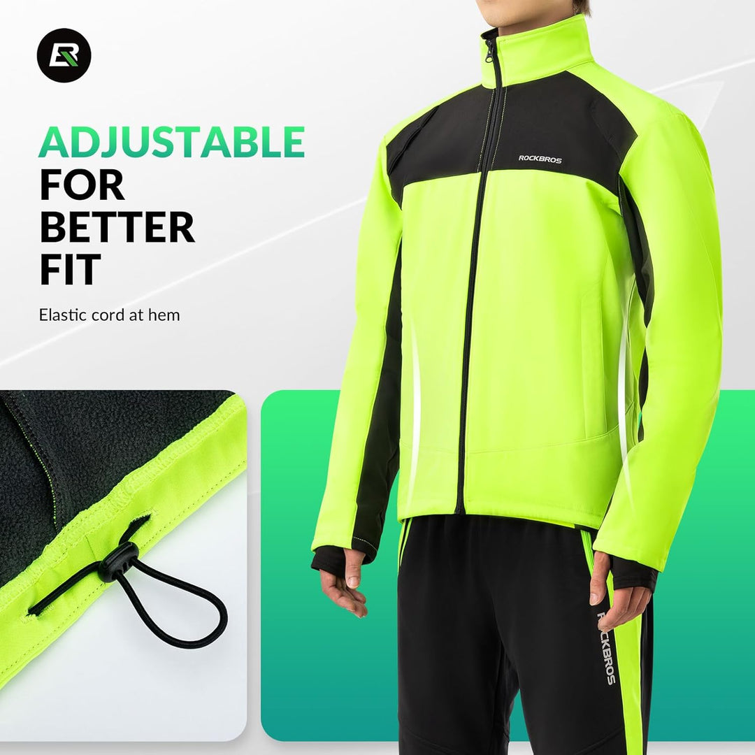 ROCKBROS Fahrrad Jacke/Hose Winter Thermo Fahrradbekleidung Hohe Sichtbarkeit & Winddicht Softshellj