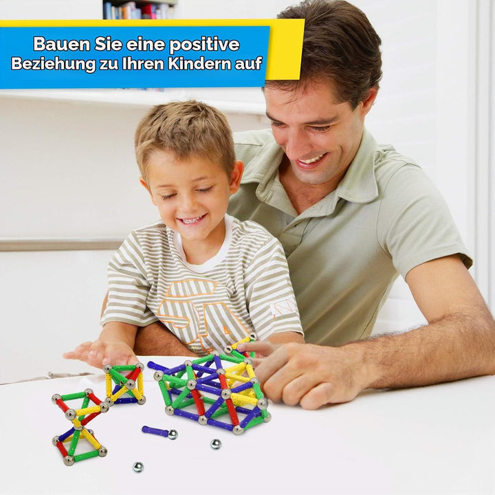 Jvchengxi 144 Stücke Magnetische Bausteine, Magnetische Stöcke Spielzeug, Magnet Lernspielzeug, 3D P