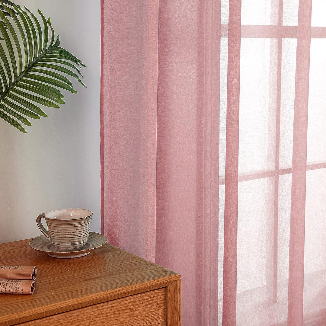 MIULEE Sheer Voile Vorhang Weihnachtsdeko mit Ösen Transparente Optik Gardine Ösenvorhang Ösenschal