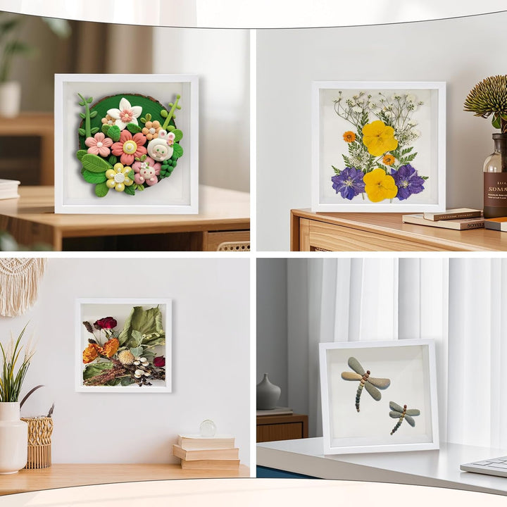 3D Bilderrahmen zum Befüllen Tiefer 5cm, Holz-Schattenbox 21,6x21,6 cm, Objektrahmen für Wand & Desk