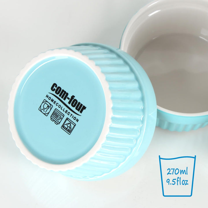 COM-FOUR® 12x Soufflé Förmchen - Creme Brulee Schälchen aus Keramik - Ofenfeste Förmchen - Dessertsc